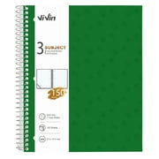 ViVin 3 Subject Wirebound Notebook, College Ruled, 150 Sheets, 8.5 x 10.5 Inch,with 2 Removable Dividers Green