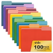 ViVin File Folder with 1/3 Cut Tabs, Fits Letter Size, 100 Pack, for School and Office(Multicolored)