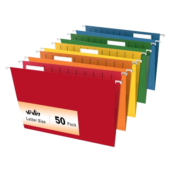 ViVin Hanging File Folders with 1/5 Cut Tabs, 50 Pack Letter Size, for ...