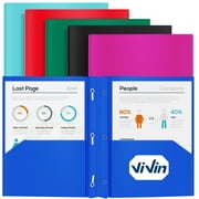 ViVin Heavy Duty Plastic Folder with 2 Pocket and 3-Prong Fasteners, School Supplies , Poly File Folder Letter Size, Assorted Colors, 12 Pack