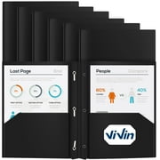 ViVin Heavy Duty Plastic Folder with Two Pockets and Three Prongs, Poly File Folder with Fasteners Letter Size , School Supplies 12-Pack, Black