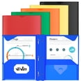 thumbnail image 1 of ViVin Heavy Duty Plastic Pocket Folders with Prongs, 2 Pockets Folder with Clear Front Pocket and Stay-Put Tabs, 6 Pack, Hold US Letter Size Paper, for School and Office - Assorted Colors, 1 of 7