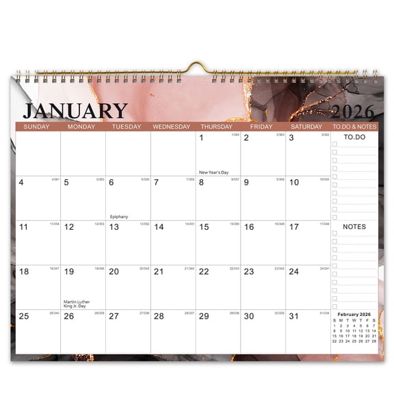 ViVin Horizontal YO Wall Calendar Jan 2026–Dec 2026, 12 Months, Fluid Art, 11×14"