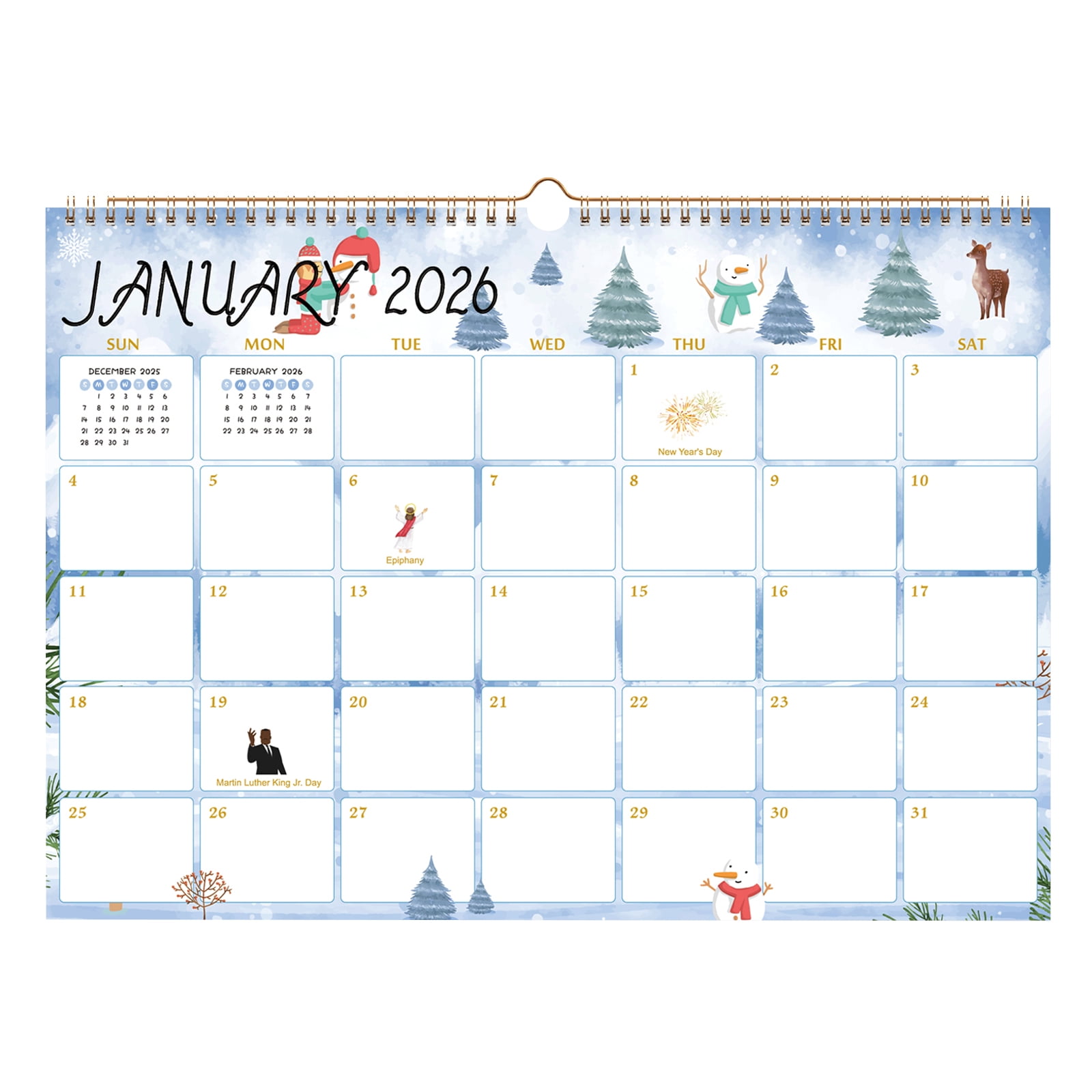 ViVin Horizontal YO Wall Calendar Jan 2026Dec 2026, 12 Months, Fresh Watercolor, 1217"