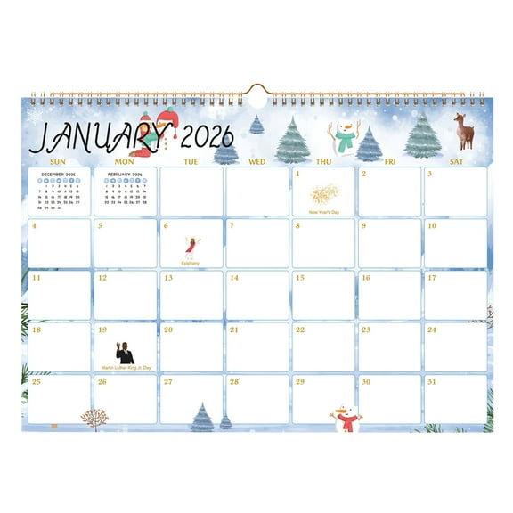 ViVin Horizontal YO Wall Calendar Jan 2026–Dec 2026, 12 Months, Fresh Watercolor, 12×17"