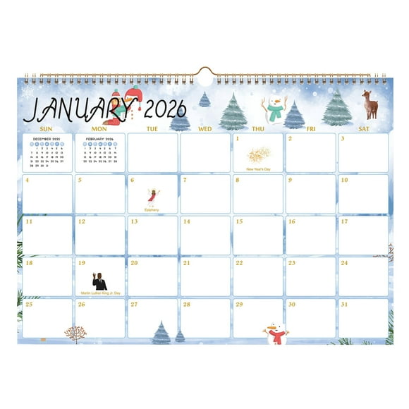ViVin Horizontal YO Wall Calendar Jan 2026–Dec 2026, 12 Months, Fresh Watercolor, 12×17"