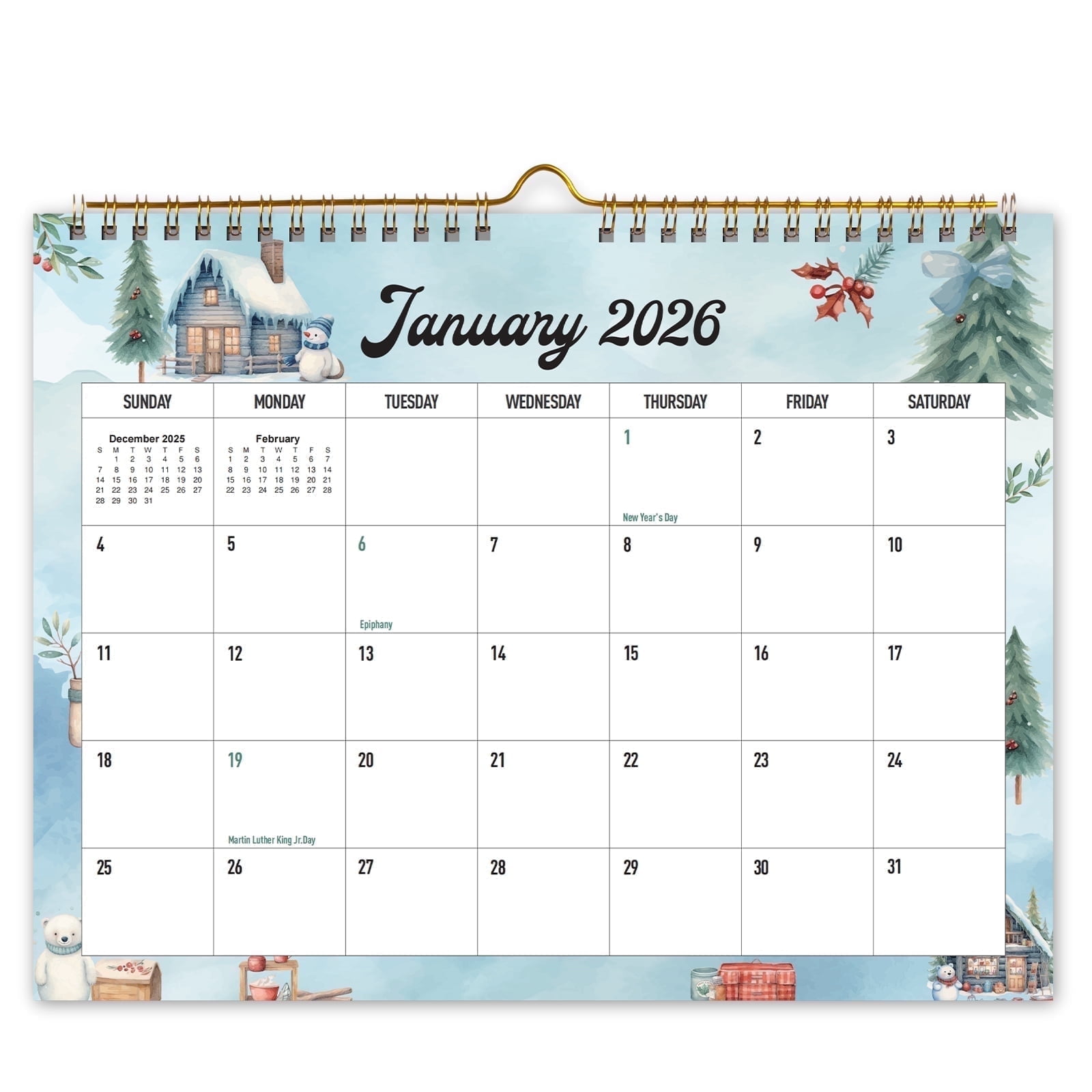 Walmart Black Friday Deals 2025 ViVin Horizontal YO Wall Calendar Jan 2026–Dec 2026, 12 Months, Holidays, 11×8.5"