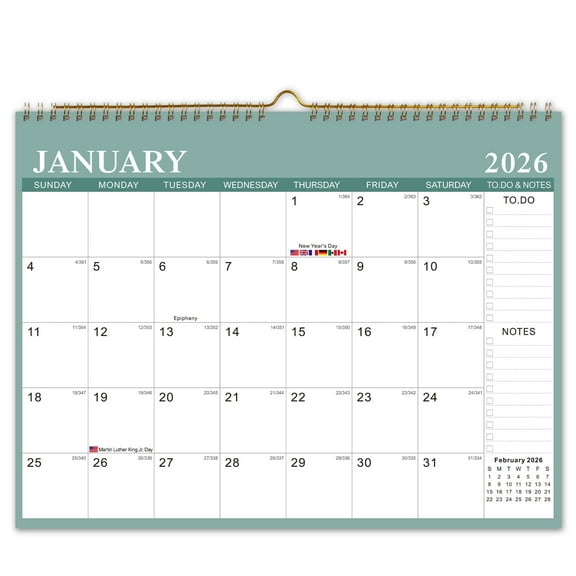 ViVin Horizontal YO Wall Calendar Jan 2026–Dec 2026, 12 Months, Macaron Colors, 11×14"