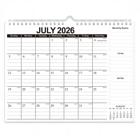 ViVin Wall Calendar, 8.5*11 Horizontal YO Monthly Calendar, Jul 2026–Dec 2027, Simple, 18 Months Planner