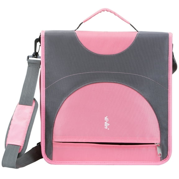 ViVin Zipper Binder 2 Inch O-Ring 450 Sheet Capacity, Multiple Tab and Zip Pockets, Office Supplies,Pink