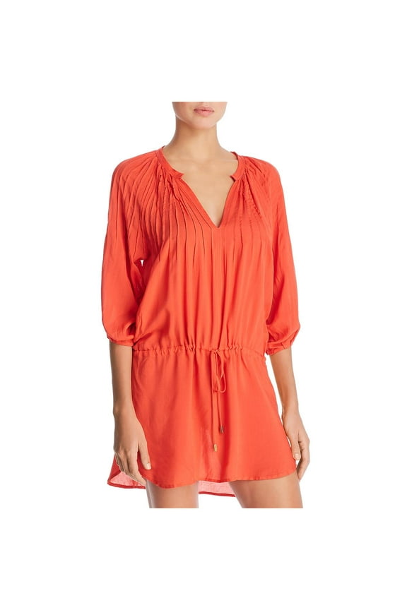 Womens Petites Sara Tie-F Caftan Swim Cover-Up Orange M
