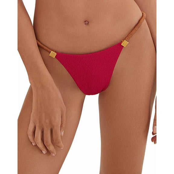 ViX womens Firenze Aika Detail Cheeky Bottom, XL, Red