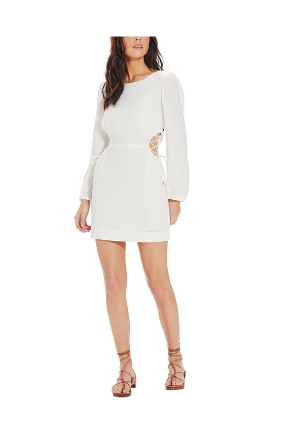 ViX womens Solid Carina Detail Short Dress, 2, White