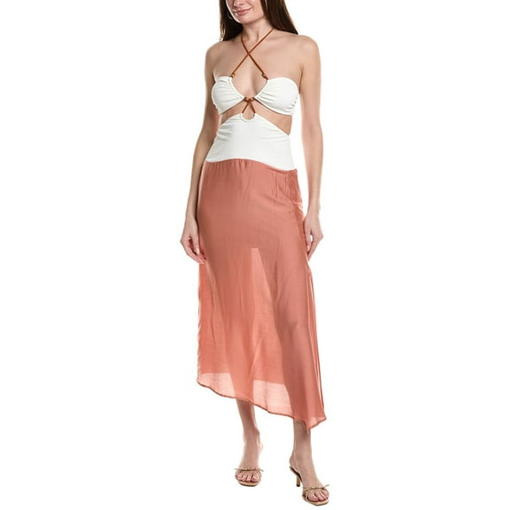 ViX womens  Solid Silk-Blend Midi Dress, m, White