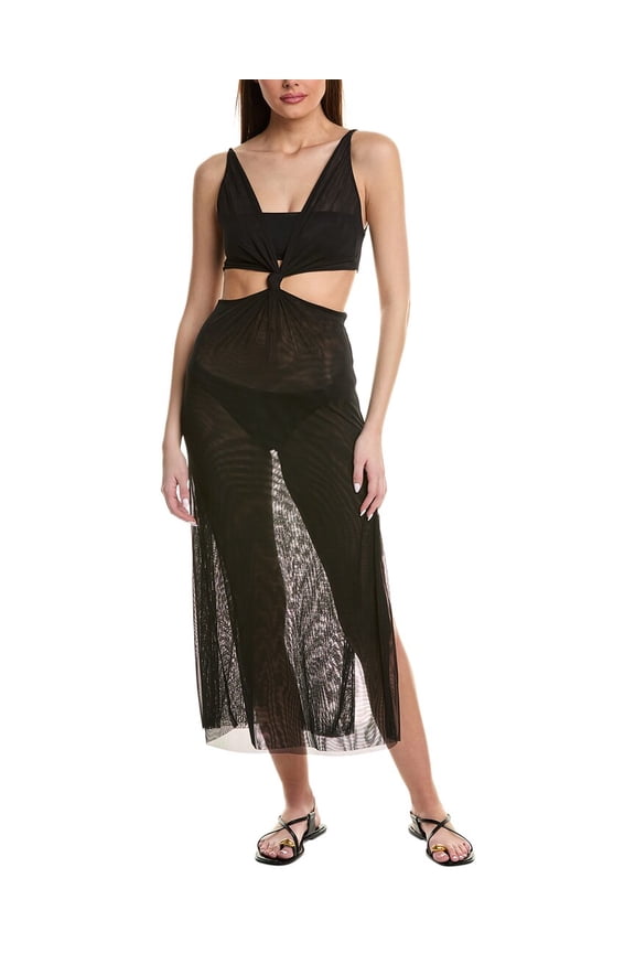 ViX womens  Solid Thuly Long Cover-Up, l, Black