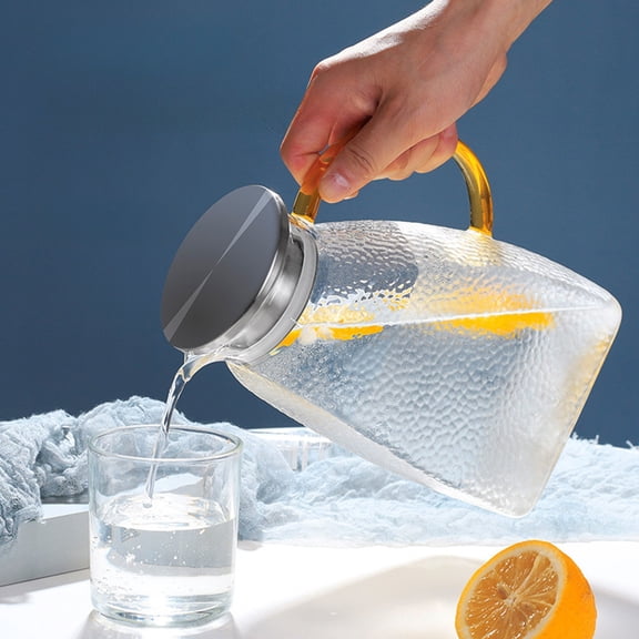 ViYW 1400ml Glass Pitcher with Lids for Fridge Glass Water Pitchers, Iced Tea Jugs for Fridge, Half Gallon Glass Water Jug for Cold Or Hot Beverages, Water,Tea, Milk