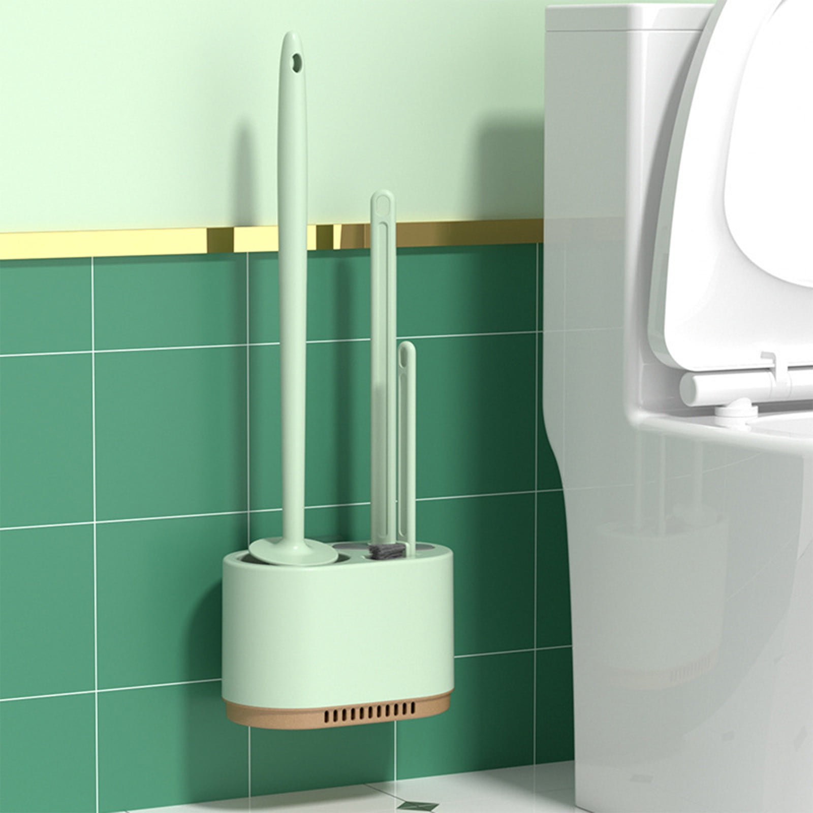 ViYW Toilet Brush Set, 3-in-1 Toilet Brush Plunger Set, with Bracket ...