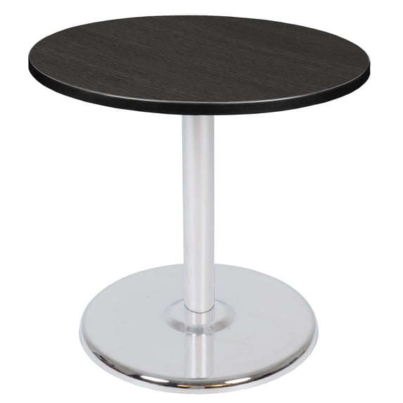 Via 30" Round Platter Base Table- Ash Grey/Chrome