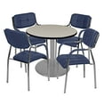 thumbnail image 1 of Via 30" Round Platter Base Table- Maple/Grey & 4 Uptown Side Chairs- Navy, 1 of 7