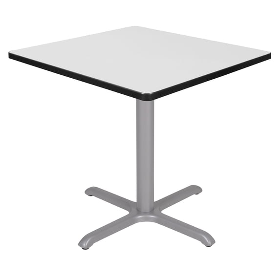 Via 30" Square X-Base Table- Ash Grey/Chrome White/Grey