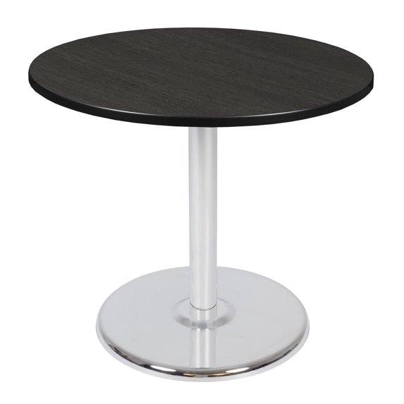 Via 36" Round Platter Base Table- Ash Grey/Chrome