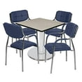 thumbnail image 1 of Via 42" Square Platter Base Table- Maple/Chrome & 4 Uptown Side Chairs- Navy, 1 of 7