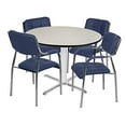 thumbnail image 1 of Via 48" Round X-Base Table- Maple/Chrome & 4 Uptown Side Chairs- Navy, 1 of 7