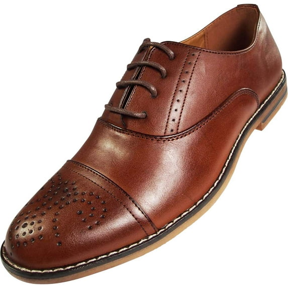Via Farinella Mens Lace-Ups Oxford Adult Male Dress Shoes Brown 7.5