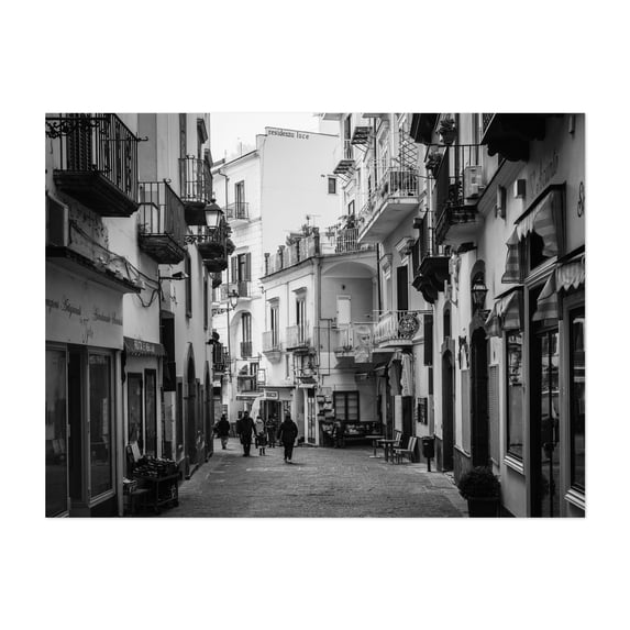 Via Lorenzo D'Amalfi B&W - Amalfi Campania Italy Photography Black and White Street Photography Architecture City Vintage Travel Poster Unframed Wall Art Print 40 x 60 inches