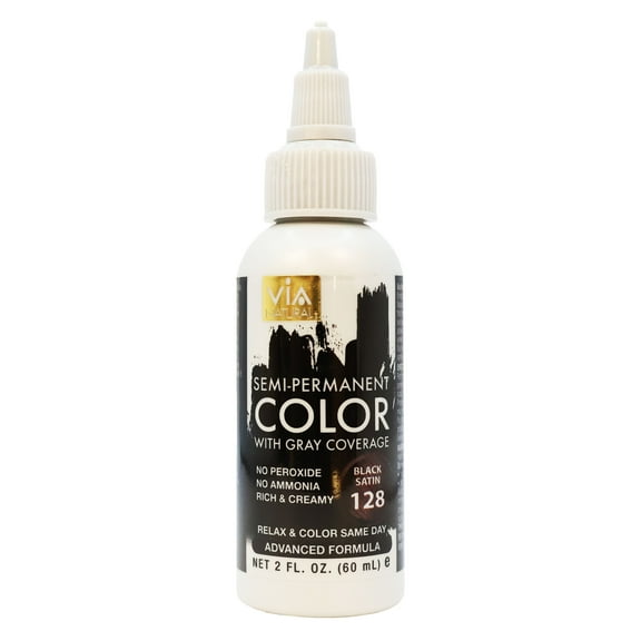 Via Natural Hair Color 128 Black Satin 2 Oz.