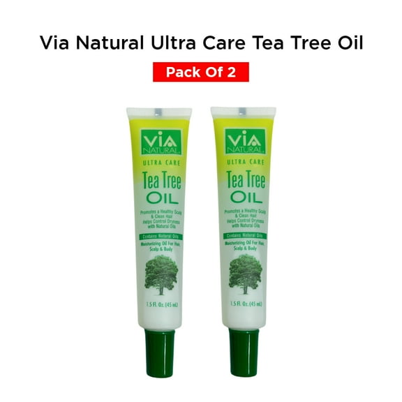 Via Natural Ultra Care Tea Tree Oil Moisturizing Oil for Hair, Scalp & Body - 1.5 Fl. Oz ( 2 Pack )