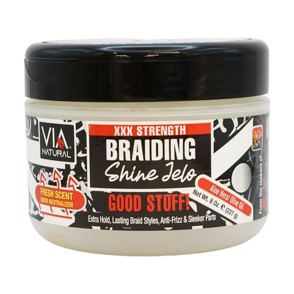 Via Natural XXX Strength Braiding Shine Jelo, 8 Oz., Pack of 2
