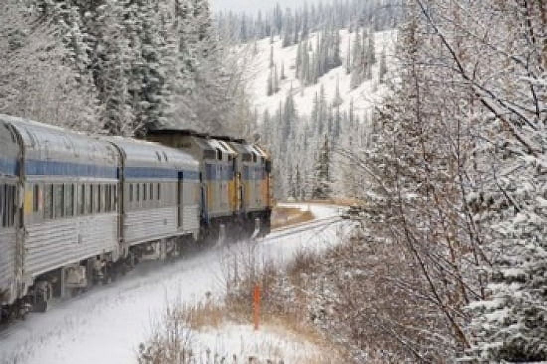 Via Rail Snow Train Between Edmonton & Jasper Alberta Canada Canvas Art - Cindy Miller Hopkins DanitaDelimont (36 x 24)