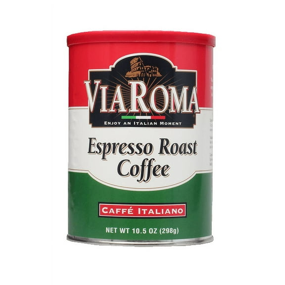 Via Roma Italian Espresso Dark Roast Ground Coffee Can - 10.5 Oz