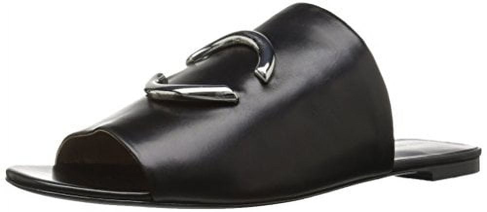 Via Spiga Women s Helena Slide Sandal Black Leather 5.5 M US