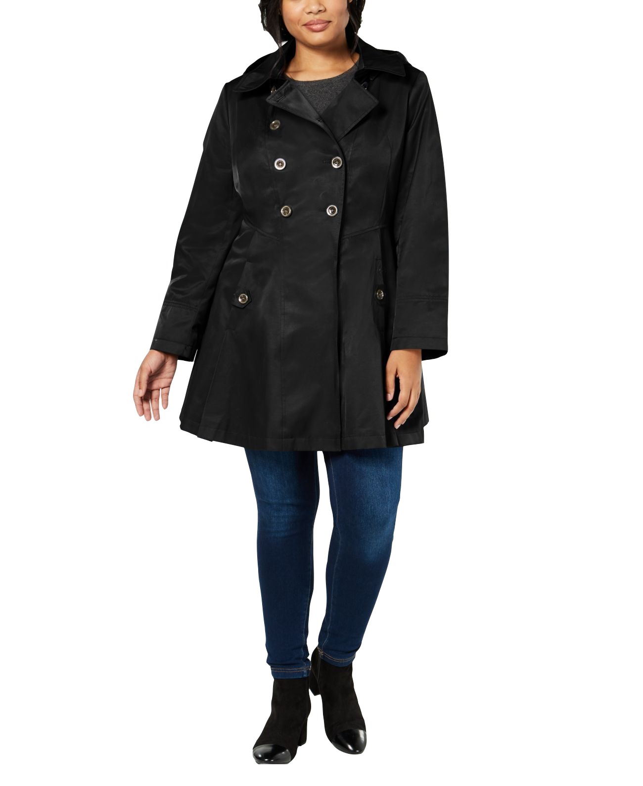 Via Spiga Women's Hooded Skirted Trench Coat Black Size 2X - image 1 of 3