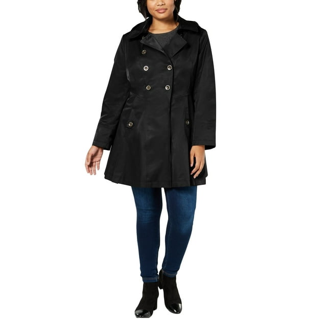 Via Spiga Women's Hooded Skirted Trench Coat Black Size 2X
