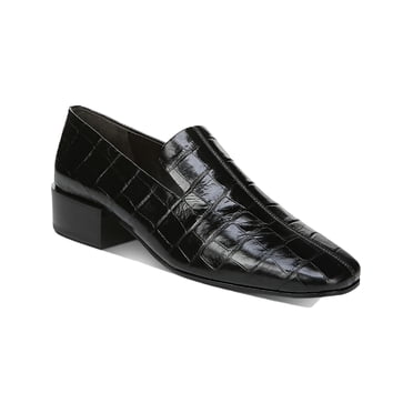 Via Spiga Womens Baudelaire Leather Embossed Loafers Black 8 Medium (B,M)