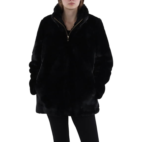 Via Spiga Womens Faux Fur Cold Weather Faux Fur Coat
