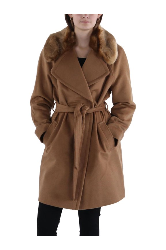 Womens Faux Fur Wool Walker Coat