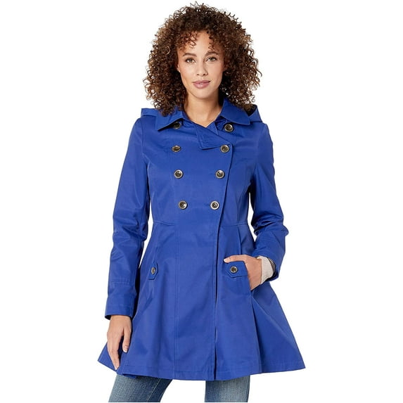 Via Spiga Womens Hooded Skirted Water Resistant Trench Coat