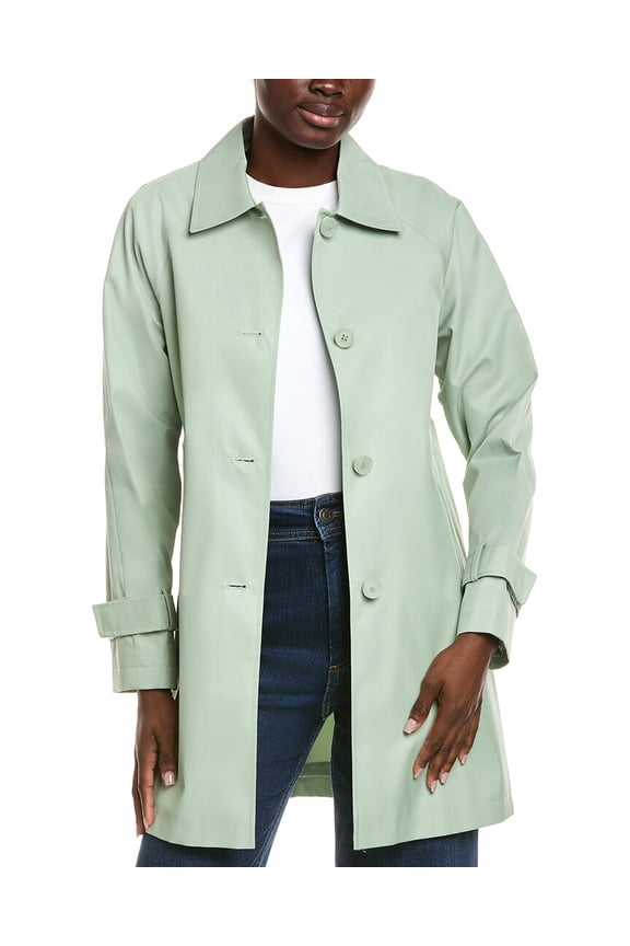 womens  Balmac Single-Breasted Coat, xs, Green