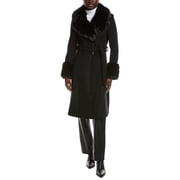 Via Spiga womens Belted Wool-Blend Coat, s, Black
