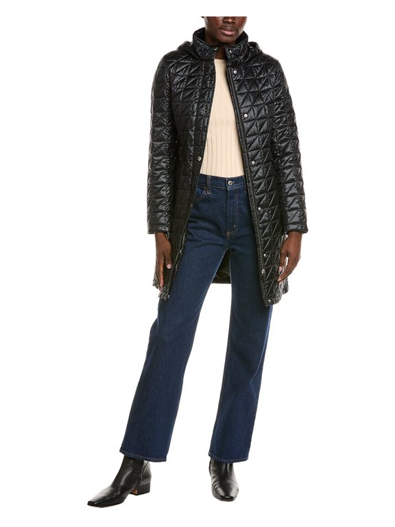 womens Box Quilt Walker Coat, xs, Black