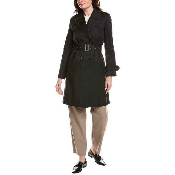 Via Spiga womens  Double-Breasted Trench Coat, XXS, Black