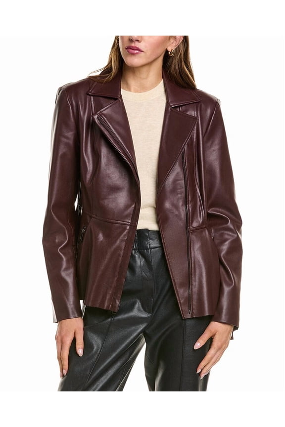 womens  Peplum Moto Jacket, s, Red