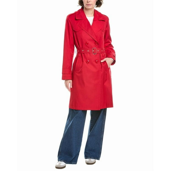 Via Spiga womens  Pleated Trench Coat, XXS, Red
