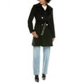 thumbnail image 1 of Via Spiga womens  Pleated Wool-Blend Coat, m, Black, 1 of 3