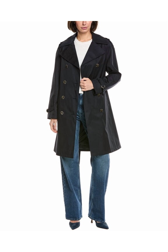 womens Raglan Trench Coat, s, Blue