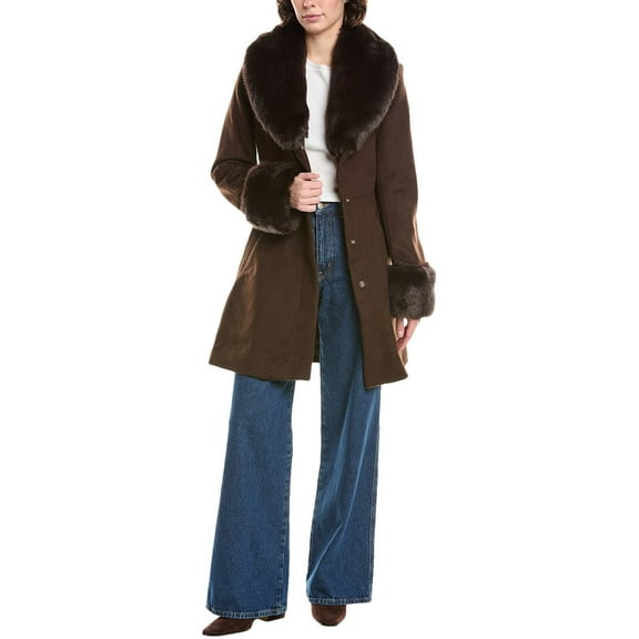 Via Spiga womens  Wool-Blend Belted Coat, s, Brown